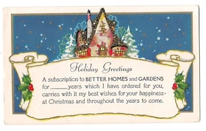 BETTER HOMES and GARDENS Geschenk Abonnementkarte URLAUBSGRÜSSE Vintage - Bild 1 von 2
