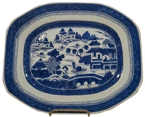 Antique Chinese Canton Porcelain Blue, Export Platter - Picture 1 of 7