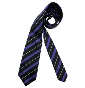 RALPH LAUREN PURPLE LABEL Black/Purple Striped Silk LUXURY Tie HANDMADE ITALY  - Picture 1 of 6
