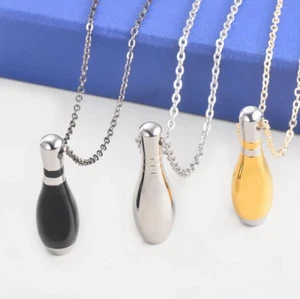 316L Edelstahl Einäscherung Asche Bowling Pin Memorial Urne Halskette - Bild 1 von 3