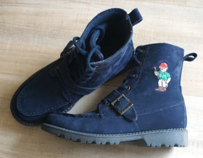Botas Ralph Lauren Polo Teddy Bear Ranger HI II azul camurça menino tamanho 4.5 /wo tamanho 6 - Imagem 1 de 4