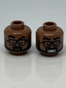 Lego Minifigur, Kopf doppelseitig schwarze Augenbrauen Brille Vollbart, Kopf #47 - Bild 1 von 1