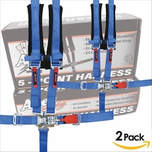 (Blue) Pair of 5 Point Harness Polaris RZR 900 2013 2014 2015 2016 2017 2018 - Foto 1 di 3
