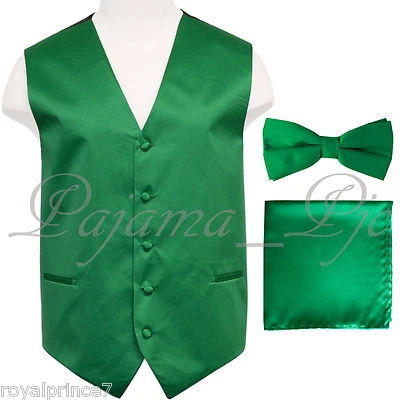 Chaleco Esmoquin Verde Esmeralda Chaleco y Corte Recto Pajarita Pañuelo Boda 10JJ Foto 1 de 4