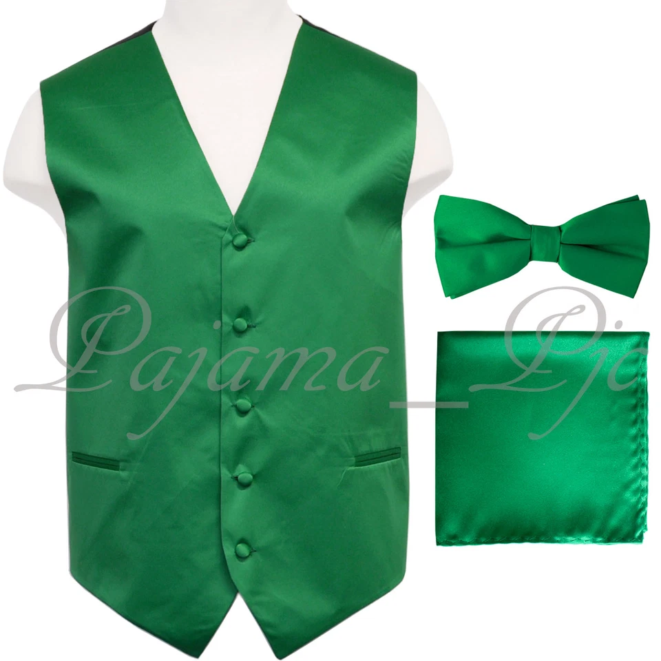 翡翠绿色燕尾服背心背心和直切领结汉基婚礼 10J — 第 1/4 张图片
