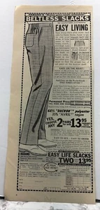 Haband Gürtellose Hose Vintage Print Werbung 70er Herren Easy Living Mode Paterson NJ - Bild 1 von 6