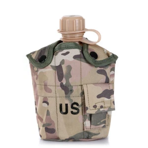 Outdoor Hiking Camping Military Water Canteen Double Ear Cup With Bag 3pcs Set - Picture 1 of 25