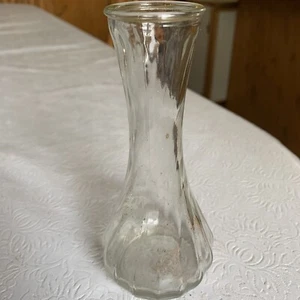 Hoosier Glass #4064 Swirl Clear Vase - Height is 6”  - Width is 2 1/2” - Picture 1 of 4