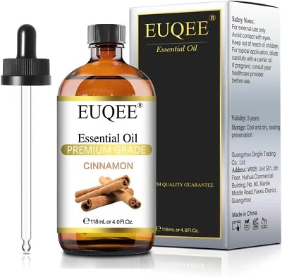 EUQEE Ätherisches Zimtöl 118ml – Reines Öl für Diffusor, Massage, DIY-Seifen & Kerzen