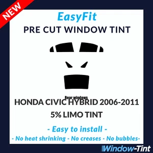 EasyFit Static Pre Cut Window Tint For Honda Civic Hybrid 2006-11 - 5% Limo Rear - Picture 1 of 3