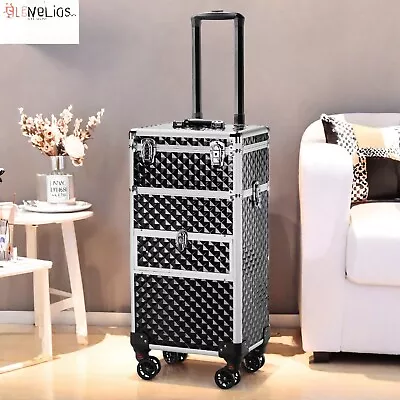 Estuche de maquillaje con ruedas 2 en 1 - negro, bloqueable, en niveles y aleación de aluminio Foto 1 de 4