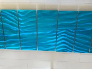 John Allen metal wall art 7 panels "Aqua Blue Wave" Aircraft grade aluminum USA - Picture 1 of 3
