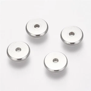10 Pcs Flat Round 304 Stainless Steel Bead Spacers Steel Color 10x2mm Hole 2mm - Picture 1 of 2