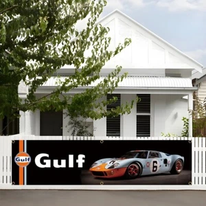 Gulf Motorsports Cup Ford GT 40 Racing Car Flag Banner 2x8FT 240x60cm Garage - Picture 1 of 5
