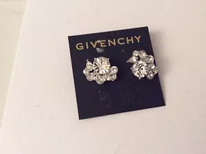 $58 Givenchy Silver Tone Crystal Button Stud Earrings Item 148 D GE - Picture 1 of 1