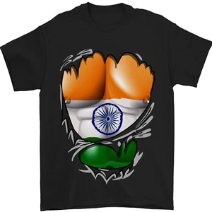 Fitness Die Indisch Flagge Zerrissen Muskeln Indien Herren 100% Baumwoll - Picture 1 of 2