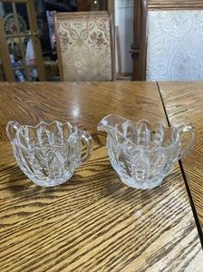Vintage Clear Glass Sugar Bowl and Creamer Set - Picture 1 of 7