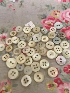 50  Small   Sizes Vintage Mother of Pearl Buttons  (2 )  8 - 10 mm