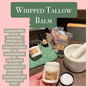 Handmade Whipped Tallow Balm 100% Grass Fed Beef Natural Moisturizer Dry Skin - Picture 1 of 5