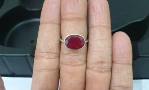 Womens Natural Red Ruby Gemstone Ring 925 Solid Sterling Silver Gift for Her - Picture 1 of 2