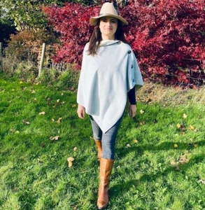634. Handmade soft grey with gold tweed Cape Poncho - Picture 1 of 12