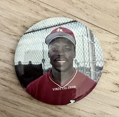 Vince Coleman St Louis Cardinals Baseball Stadium Souvenir Pin 3" Button MLB - Image 1 of 2