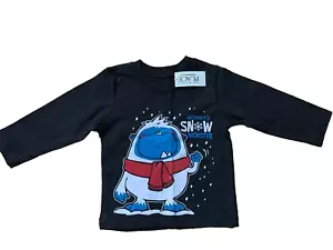 NWT Black Long Sleeve TEE By CHILDREN'S PLACE Sz 12-18 Mo Infant SNOW MONSTER - Picture 1 of 3