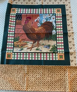 Cranston Print Rooster Cushion Panel & Co-Ordinating Backing Cotton Fabrics - Picture 1 of 7