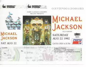 RARE / CONCERT TICKET - MICHAEL JACKSON: LIVE A WEMBLEY (ENGLAND) 1992 - Picture 1 of 2