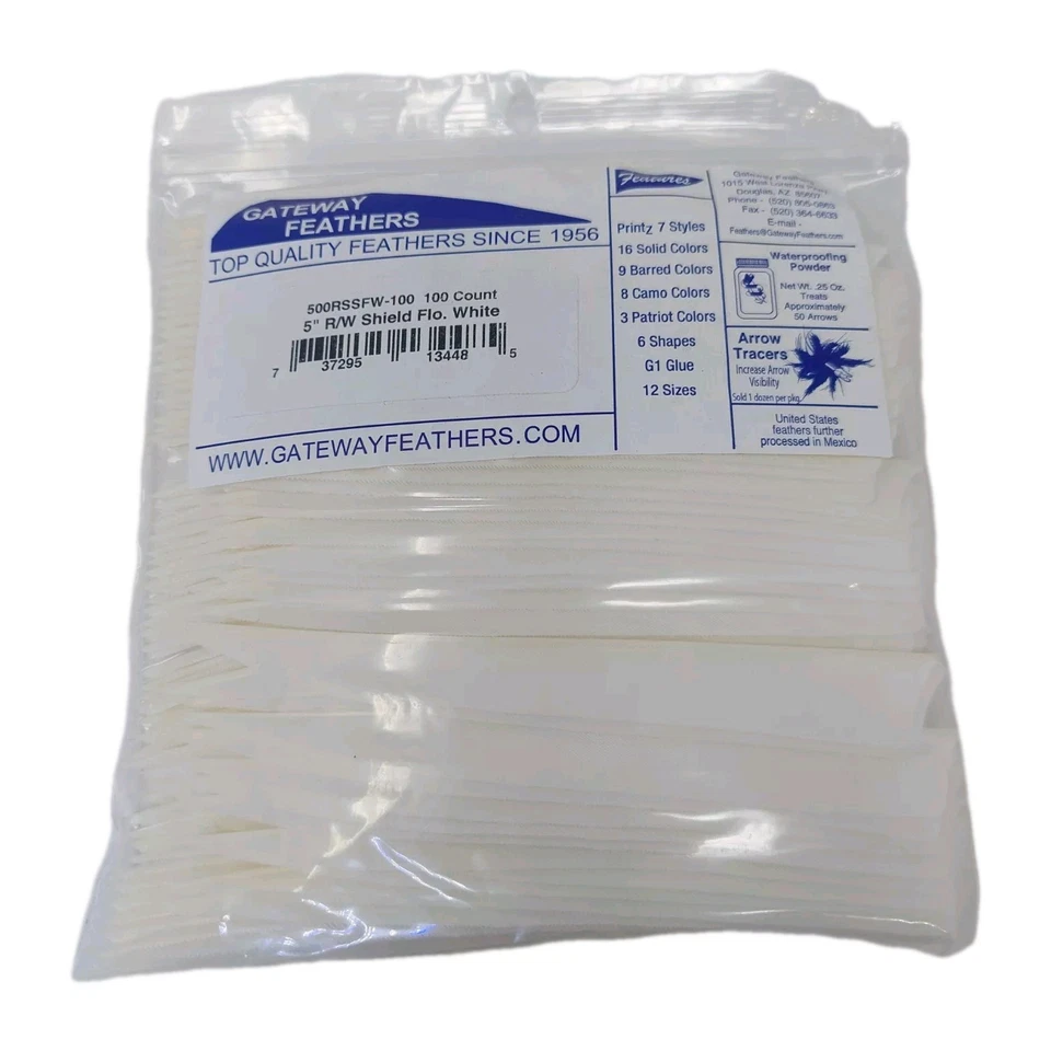 Gateway Shield Cut Feathers White 5 In. Rw 100 Pk.