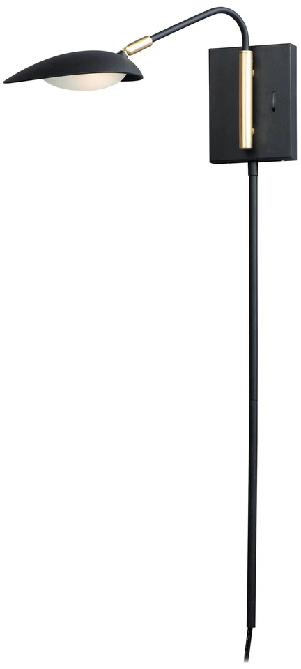 Lámpara de pared LED con brazo oscilante enchufable acabado negro escaneado de Maxim Foto 1 de 1