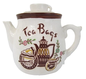 Vintage Teebeutel Halter Aufbewahrung Tasse & Untertasse Deckel Keramik 5" Nummer Tilso Japan selten L - Bild 1 von 7