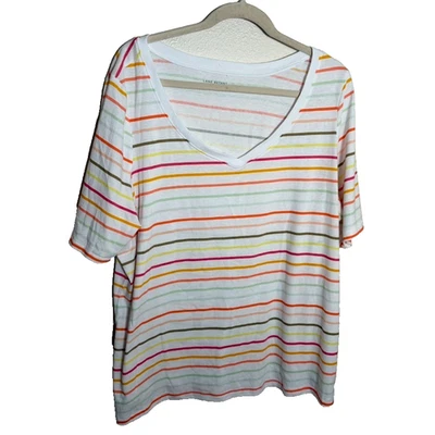 Camiseta Lane Bryant Para Mujer 18/20 Rayas Clásica Manga Perfecta Camiseta Colorida Foto 1 de 4