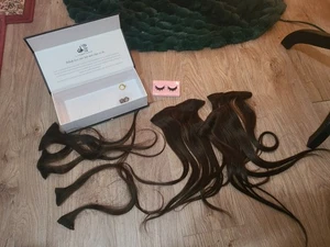 Extensiones de cabello con clip sin costuras Lacer Hair de 18" 100 % cabello virgen y pestañas - Imagen 1 de 10