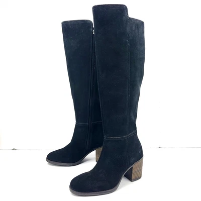 Botas hasta la rodilla Lucky Brand Bonnay para mujer negras gamuza cuero cremallera lateral talla 6M Foto 1 de 4