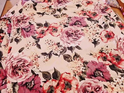 Double Brushed Jersey Floral Knit Bouquet Of Roses   By the Yard   - Image 1 of 2