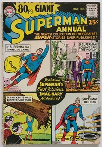 80PG. GIANT #1 SUPERMAN ANNUAL (DC 1964) SILVER AGE! ~G-(1.8) IMAGINARY STORIES! - Picture 1 of 21