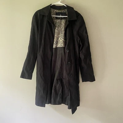London Fog Large Black Rain Trench Coat with Detachable Hood & Pockets - Image 1 of 4