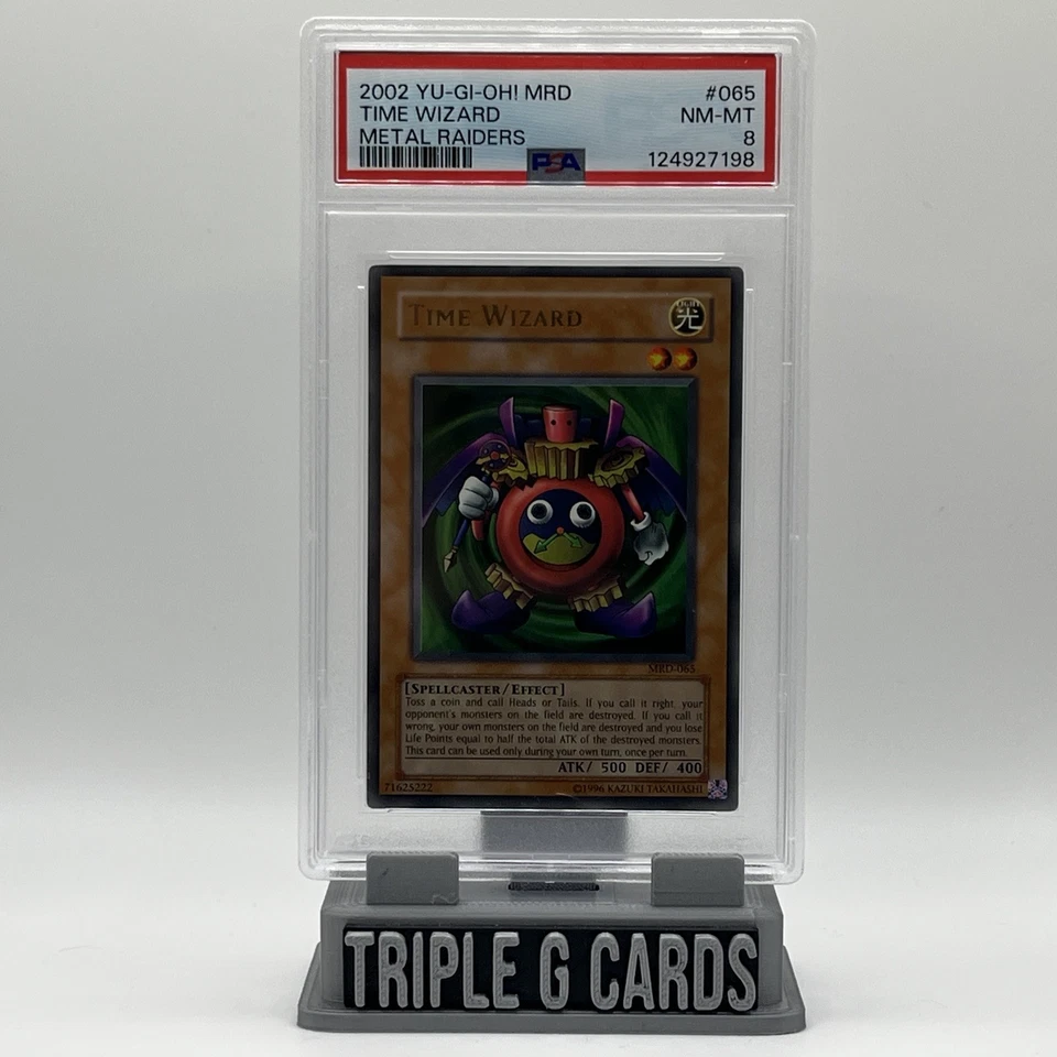 2002 YU-GI-OH! MRD-METAL RAIDERS #065 TIME WIZARD PSA 8 - Image 1 of 4