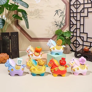 Feng Shui Pferde Figuren, Deko Chinesisches Sternzeichen Jahr der Pferde Ornament - Bild 1 von 13