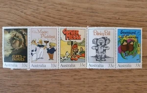 5 x Vintage Australian Stamps UNUSED Australian Classic Cartoon Comedy Authors - Picture 1 of 2