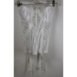 VA BIEN White Lace Corset Bustier Lingerie 32DD Bridal Wedding BOUDOIR Retro - Picture 1 of 12
