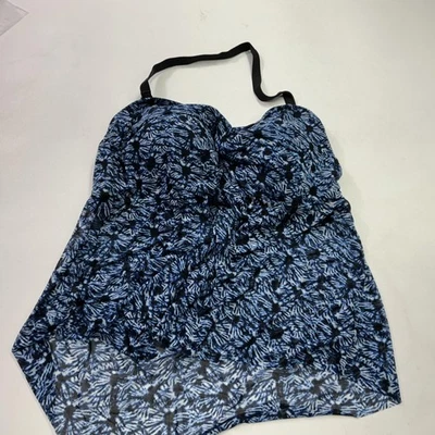 Ava & Viv Tankini Swimsuit Top Womens 26W Blue Black Sheer Padded Bra Plus Size - Image 1 of 4