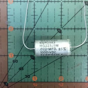 CONDENSATORE FILM ASSIALE TAPPO OVEST 0,022uF 1000v 5% CQR29A3MG223J3M .022uF - Foto 1 di 1