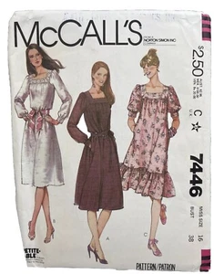 McCall’s 7446 Yoked, Square Neck Pullover Dress Vintage 1981 Size 16 Uncut - Picture 1 of 6