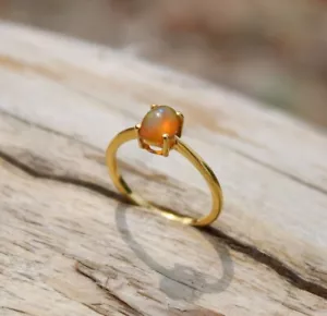 Anello In Opale Etiope Solitario In Argento Sterling 925 Regalo Di Fidanzamento - Foto 1 di 11