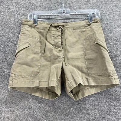 J. Pantalones Cortos Crew Mujer 2 Beige Tiro Bajo Cordón Chino Bolsillos Algodón Informal Foto 1 de 4