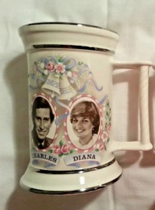 Charles and Diana Marriage Commemorative Stein Silva Staffordshire England - A - Imagen 1 de 4