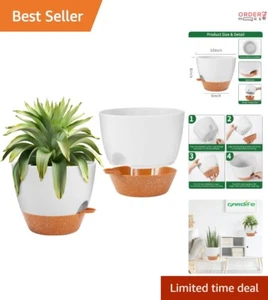 10 Inch Self Watering Pots, Large Plastic Planters for Indoor Outdoor Use - Picture 1 of 8