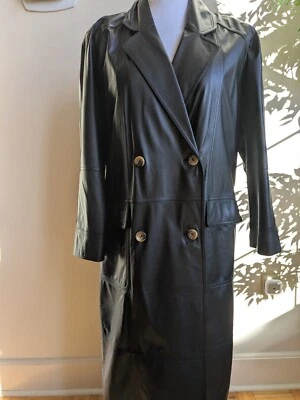 Women's Full Lenght Double Breast Leather Coat Size 16, Execellent Condition! - Image 1 of 4